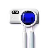 FullHouse Toothbrush Holder & Cleaner, Cleaning and Air Drying, 2000mAh Rechargeable Battery and Bathroom Wall Mounted, for All Electric & Manual Toothbrush