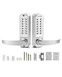 VEVOR Mechanical Keyless Entry Door Lock, 14 Key, Mechanical Keypad with Handle, Double-Sided Stainless Steel Waterproof Keyless Gate Lock, for Home Office Yard, Sliver