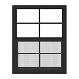 1 Pack Black Shed Windows 18" x 23" Flush Mount Window with Tempered Glass and Fiberglass Screen for Chicken Coop Sheds Barns Playhouse