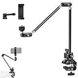 NEEWER 30" Articulating Magic Arm with Super Clamp/Action Cam Mount/Phone Holder, Overhead Camera Desk Mount Mic Boom Stand, Compatible with GoPro iPhone DSLR Webcam Microphone Video Recording, UA056