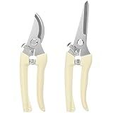 Yolmooat 2Pcs Professional Pruning Shears (Include 1 Bypass Pruning Shears and 1 Straight Blade Garden Scissors) Premium Garden Shears for Trimming Flowers, Shaping Plants, Bonsai,hydroponics,herbs