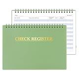 Checkbook Register, Check Registers for Personal Checkbook, Financial Ledger, Checking Book Register for Debit Card & Personal Bank Checks Order Online - Wide Edition, 8.4" x 6.1" (Green)