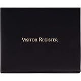 Sign In Book & Visitor Log Book - 9 x 7.3 x 0.75 in, Black Cover, 80 Sheets - Front Desk Sign In, Office Visitor Registration & Open House Registry