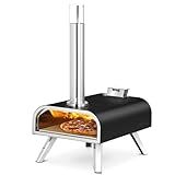 BIG HORN OUTDOORS 16 Inch Wood Pellet Burning Pizza Oven Pellet Pizza Stove, Portable Stainless Steel Pizza Oven with Pizza Stone for Outdoor Backyard Pizza Maker Garden Kitchen
