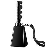 cyrico Cow Bell, 9 Inch Cowbells for Sporting Events, Metal Steel Cowbell with Handle, Loud Noise Makers for Football Games, Black Large Hand Bells Cheering Items School Musical Percussion Instruments