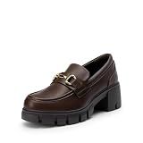 DREAM PAIRS Loafers for Women Platform Chunky Loafers Slip On Casual Shoes,Size 8,Brown,SDLS2321W