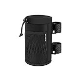Scooter Cup Holder for 8-32oz Bottles, Wheelchair Walker Water Bottle Holder for UTV Roll Bar Bike e-Bike Golf Cart and Boat, Drink Holder with Net Pockets and Hook and Loop Straps