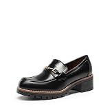 DREAM PAIRS Women's Chunky Loafers Dressy Business Shoes,Black-Pu,8.5