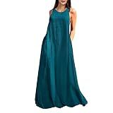 Rainday Women's Linen Dress Sleeveness Casual Maxi Dresses with Pockets(Z3019GN,XL)