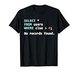 SQL Query Funny SQL Database Admin Programmer T-Shirt Small
