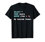 SQL Query Funny SQL Database Admin Programmer T-Shirt Small
