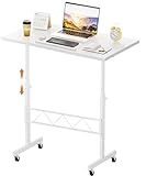 GTPLAYER Standing Desk Adjustable Height & Tiltable Tabletop, 32 Inch Portable Desk for Home Office Stand Up Work and Walking Pad Treadmill, Small Mobile Computer Table for Laptop, White
