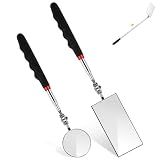 Telescoping Inspection Mirror, 2 Pack Round & Rectangular Mechanic Mirrors