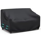 BROSYDA Patio Sofa Cover for Outdoor Furniture Covers Waterproof, Heavy Duty Patio Furniture Covers with Upgrade Fastener Windproof Buckle Straps, 3-Seater Outdoor Couch Cover-60 L × 34" D × 30" H