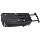 Amazon Basics 8-Sheet Strip Cut Portable Paper, CD, and Credit Card Shredder with Auto-Off, Overheat Protection, Compact Design, No Basket, Extendable Arm, Black