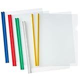 JOERSH 10Pcs Clear Report Covers with Sliding Bar, Plastic Binder Paper Protector, Report Folders with Clear Cover for Resume Portfolio Presentation File Documents, 5 Colors
