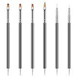 Artdone Nail Dotting Tools 6PCS Double-ended Nail Art Brushes Kit Nail Art Gel Polish Liner Brushes Design Pen For Nail Drawing And Nail Paint Brushes Small Detail Brushes