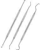 Hotop 3 Pieces Dog Dental Tooth Scaler and Scraper Stainless Double Headed Tarter Removing Tool Scraper Pet Teeth Cleaning Tools for Dog and Cat (Silver)