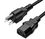 3 Prong AC Power Cord 10ft Long Standard | 125V-250V | for Computer, Monitor, TV, Printer, Power Supply PSU Electric Cable Replacement Power Cord