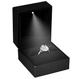 Hatori Engagement Ring Box with LED Light, Jewelry Ring Box for Wedding Rings, Ceremony, Proposal, Anniversary Birthday