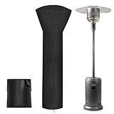 PureFit Waterproof Patio Heater Covers with Zipper, Heavy Duty Garden Windproof Heater Protector with Storage Bag, UV-Resistant Windproof Standing Heater Covers, Black, 89”H x 33”D x 19”