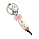 QqzsJewls RN Nurses Week Gifts, Appreciation Thank You Birthday Christmas Gifts for New Registered Nurse, Employee Coworker Retirement Keychain Accessories for Women Pink
