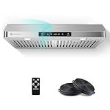 AMZCHEF 30" Under-Cabinet Range Hood - 1050 CFM Dual-Fan System, 3-Speed Stainless Steel Kitchen Vent with Touch/Remote/Gesture Control, Timer, LED Lights & Dishwasher-Safe Baffle Filters