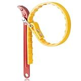 Alocre Adjustable Strap Wrench - 8" Steel Handle Multi-Purpose Wrench for Oil/Water Filter, PVC Pipe, Pool Connections (Red Handle/Yellow Strap)