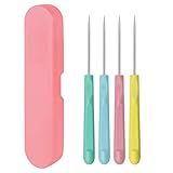 4Pcs 5.2 Inches Sugar Stir Needle, Cookie Scribe Needles Cake Decorating Needle Tool Cookie Decoration Supplies for Baking Lovers（Pink)