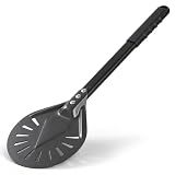 Leightszen Pizza Turning Peel - Pizza Turner - Restaurant-Grade Aluminum Perforated Pizza Peel Lightweight Metal Outdoor Pizza Oven Accessories