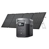 EF ECOFLOW Solar Generator DELTA 2 Max 2048Wh with 220W Solar Panel, LiFePO4 Battery Portable Power Station, Up to 3400W AC Output, AC + Solar Fast Dual Charging 0-100% in 1 Hr For Outdoor Camping RV