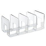 SAYEEC Acrylic File Sorter, Clear File Holder Acrylic Desk Organizer, Sturdy Desktop Files Organizer Files Folder Holder Rack for Envelopes Mail Letter Paper Notebook Electronics (4 Sections, 1 Pack)
