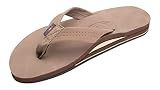 Rainbow Sandals Women's Double Layer Premier Leather w/Arch Support, Dark Brown, Ladies Large / 7.5-8.5 B(M) US