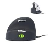 R-Go HE Vertical Ergonomic Mouse, for Left Handed, with Break Software, USB-C/A Wired, Prevents Tennis Elbow/Mouse Arm RSI, Silent Click, 5 Buttons, Compatible Windows/Mac OS, Black/Silver