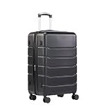 Sweetcrispy 20 Inch Carry On Luggage, Suitcase with Spinner Wheels | Expandable, ABS Hard Shell, Lightweight, Rolling, Smooth, TSA Lock, Business Trips, Short Vacations, Charcoal Black