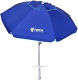 AMMSUN 7ft Heavy Duty HIGH Wind Beach Umbrella with sand anchor & Tilt pole Sun Shelter, UV 50+ Protection Outdoor Sunshade Umbrella with Carry Bag for Patio Garden Beach Pool Backyard Blue