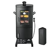 Vertical Propane Smoker with Temperature Control, BBQ Smoker Grill Outdoor Heacy Duty Three Removable Smoking Racks, Black