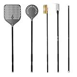 G.a HOMEFAVOR 5-Piece Pizza Oven Accessories, 12" × 15'' Perforated Pizza Peel, 9" Round Turning Peel, Pizza Oven Cleaning Brush, Ash Rake, Pizza Fork, Pizza Kit for Professional Chef or Pizza Lover