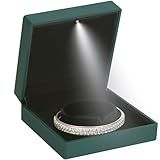Luxury LED Light Bracelet Gift Box, Velvet Jewelry Bangle Box Storage Case Organizer Holder for Wedding, Engagement, Proposal, Birthday and Anniversary (Green)