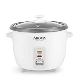 AROMA® Rice Cooker, 3-Cup (Uncooked) / 6-Cup (Cooked), Small Rice Cooker, Oatmeal Cooker, Soup Maker, Auto Keep Warm, 1.5 Qt, White, ARC-363NG