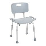 Drive Medical Shower Chair with Back - Adjustable Bathroom Bench - Suction Feet - Lightweight Durable Construction - Comfortable Contoured Seat - Grey