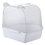 IBWell Clear Bird Bath for Small Birds Parakeet Cage Accessories - Suitable for Cockatiels and Parakeets