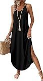 Boho Maxi Dress Black Dresses for Women Halter Summer Sundresse Cruise Outfits Beach Vacation Clothes Long Hawaiian Dresses Black Maxi Dress Tropical Resort Wear Travel L