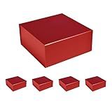 CECOBOX - Gift Boxes with Lids for Presents 6"x6"x2.75" - Matte, Collapsible Magnetic Closure Gift Box - Groomsmen & Bridesmaid Proposal Boxes, Wedding, PR, Birthdays, Holidays - Red, 1 Count (Pack of 5)