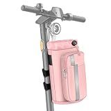 FINPAC Cup Holder for Bike, Universal Water Bottle Holder with Phone Pockets for Stroller Walker Golf Cart Rollator and Scooter, Outdoor, Biking - Pink