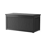 TARKARI 320 Gallon Lockable Resin Deck Box, Waterproof & UV-Resistant Outdoor Storage Box for Outdoor Cushion Storage, Garden Tools & Pool Accessories Storage, Black