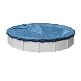 Robelle 24 ft Heavy Duty Blue Winter Pool Cover for Above Ground Pools, 4 ft Overlap (28 ft Cover Size), Solid 8 x 8 Scrim, 2.36 oz/yd2, 10-Year Warranty, Style: 3524-4