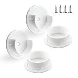 HOME MASTER HARDWARE Plastic Closet Rod Bracket,1-3/8'' Closet Rod Holders, White U-Shaped Open Type Socket Bracket, Shower Curtain Rod Pole End Supports Sockets Flange, 2 Set
