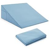Horbaunal Blue Bed Wedge Pillow Cover with Zipper Design, Wedge Pillowcase Protector with Side Pocket for Storage, 24" L x 24" W x 12" H(Pillow Not Include)