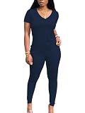 PINSV Lounge Sets for Women 2 Piece Summer Casual Jogger Workout Outfits Short Tops Long Pant Sweat suit leggings set Navy Blue XL